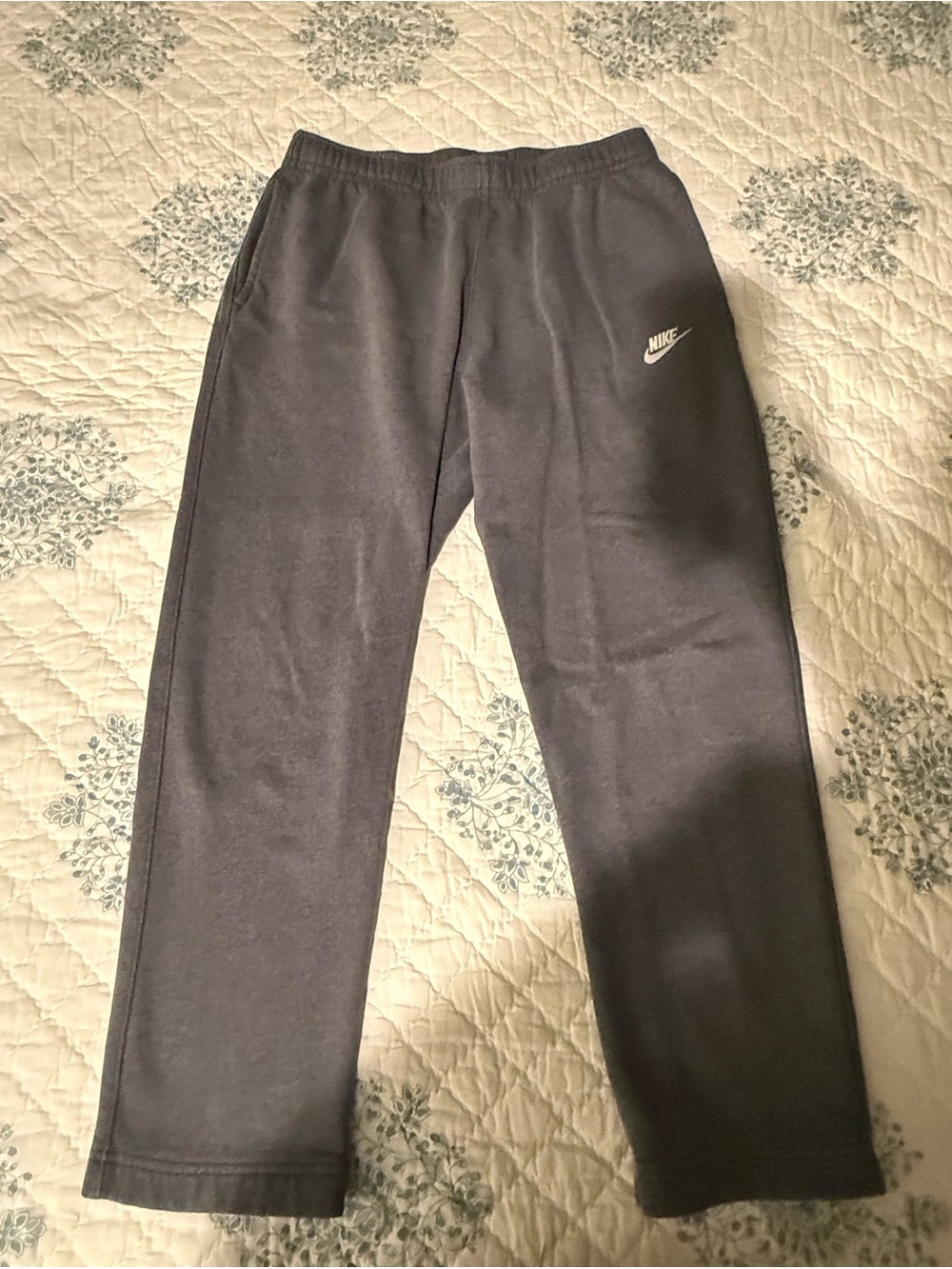 Nike Kids Dark Gray Fleece Joggers with White Swoosh
